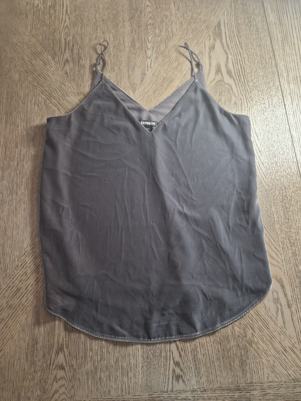 Express Women's Charcoal Satin V-Neck Cami Tank